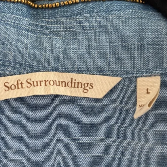 Soft Surroundings Heavily Beaded Embroidered Tencel Duster Coat - Indigo, Large - Picture 2 of 12